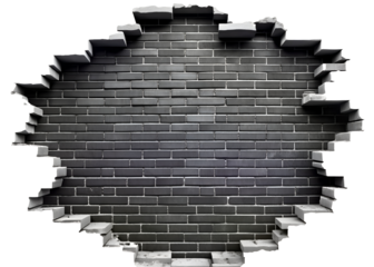 cracked in black brick wall clipart image on transparent background