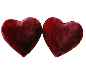 Fototapeta premium Two Red Velvet Hearts – Isolated on Transparent Background