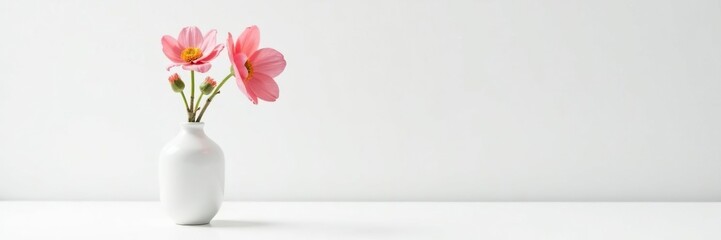 Single stem with tiny flowers in a vase on white background, single stem, bloom, blossom