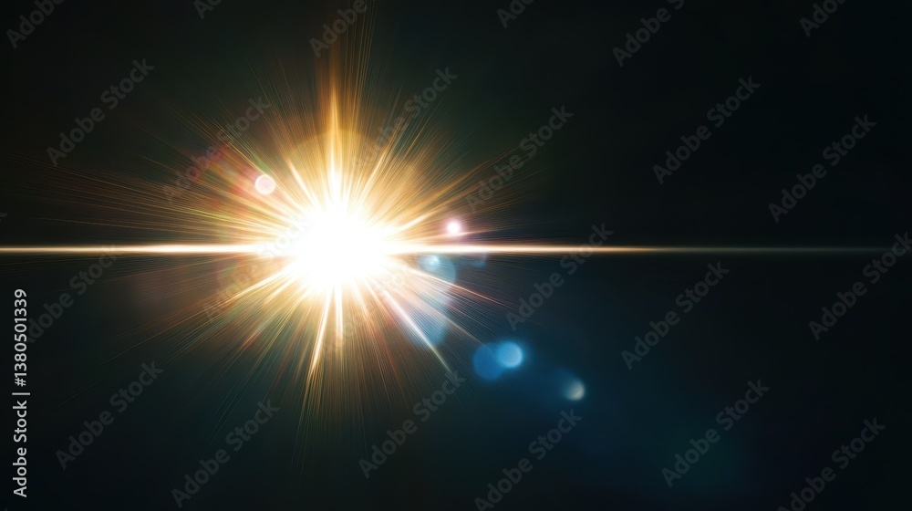 Poster radiant sunlight emerges from a dark backdrop, creating a captivating array of sparkling light patte