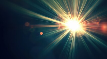 Obraz premium Bright light radiates from a central point, creating vibrant rays and a striking contrast against the darkened background. The atmosphere is filled with energy and visual depth