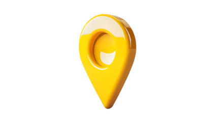 Bright Yellow GPS Pin, isolated on transparent background