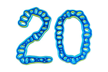3d Blue Number 20 For Math And Business Concept