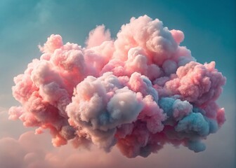 Fototapeta premium Pastel Pink Watercolor Cloud Background - Fluffy Candy Clouds Wedding Invitation Template