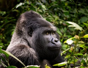 Mountain gorilla in natural habitat