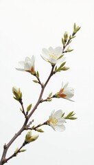 Delicate branch with intricate details isolated on white background, white, branches, isolation