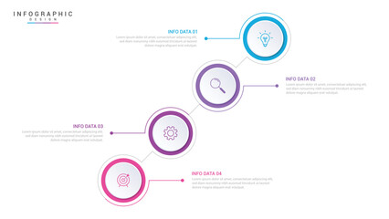 Modern minimalist elegant clean circular 4 steps editable infographic design template vector