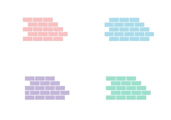Colorful Brick Wall Segments on White Background Creative Abstract Design