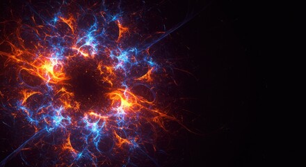 Obraz premium Abstract Fiery Nebula Cosmic Energy Explosion in Deep Space, Digital Art