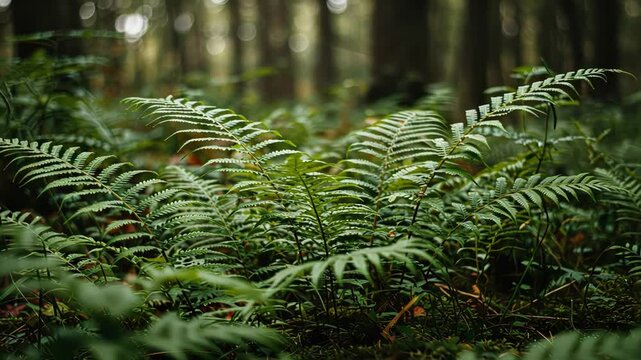 green fern in the forest in afternoon