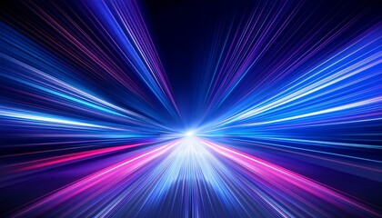 Fototapeta premium blurred blue and purple lights streaking through darkness abstract night motion background
