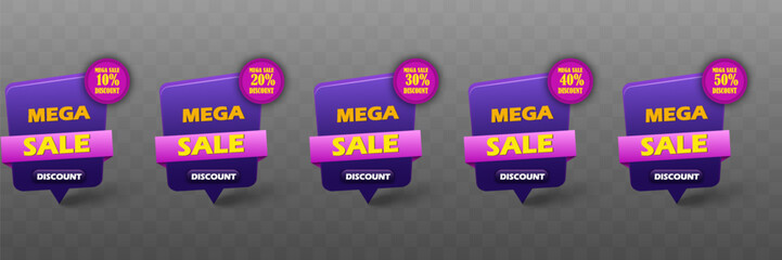 Sale banner design, mega sale, special offer, discounts from 5% to 95%. Easy to change color and size. EPS 10. Vector. EPS 10.