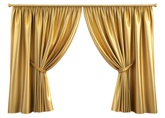 open golden curtains clipart image on transparent background