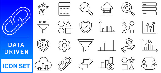 Data analysis icon collection set. Containing analysis,information, trend, forecast, decision,risk,research,report icon. Simple flat vector illustration.