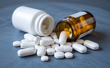 Pills medication medicine pharmacy drugs pharmaceutical healthcare prescription tablets bottles