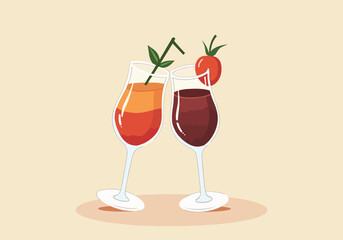 World Cocktail Day Vector Designs – Cocktail Glasses, Party Icons, T-Shirt, Sticker, Poster, Print Cards, Animated GIFs in Solid Colors, No Gradients, Vector Illustrations