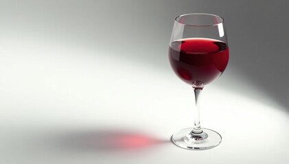 Full glass of deep red wine on pristine white surface, drink photography, sommelier, wine glass
