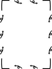 Hand drawn border arrow frame black and white borders and education borders. Teacher and school border design. Children border frame.