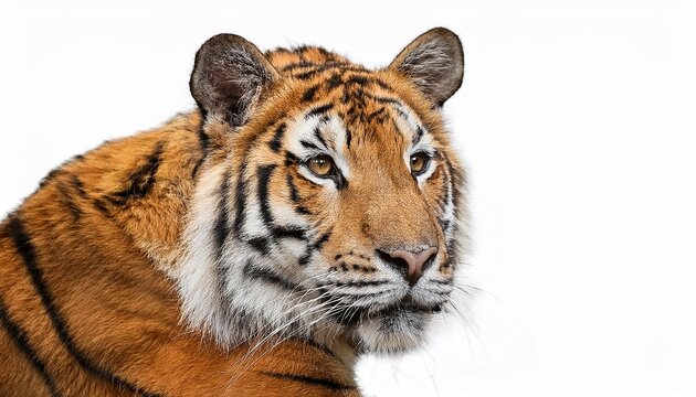 tigre mirando fijo sobre fondo blanco