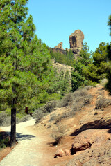 Rock formation Roque Nublo (Clouded Rock, Rock in the Clouds); island of Gran Canaria, Canary Islands, Spain.