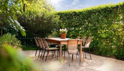 table and chairs in a garden