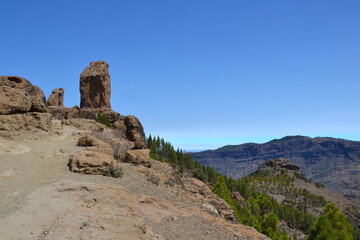Fototapeta premium Rock formation Roque Nublo (Clouded Rock, Rock in the Clouds); island of Gran Canaria, Canary Islands, Spain.