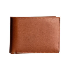 brown leather wallet with a minimalist design, perfect for carrying cash, cards, and IDs. Ideal for everyday use or as a gift. isolated on white background. 