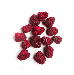 dried blackberries on white background