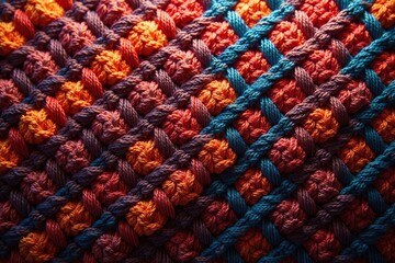 Intricate woven textile, repeating geometric design, retro, cloth, textile pattern