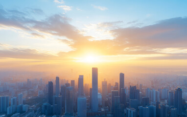 Fototapeta premium Architectural landscape of modern urban skyline 