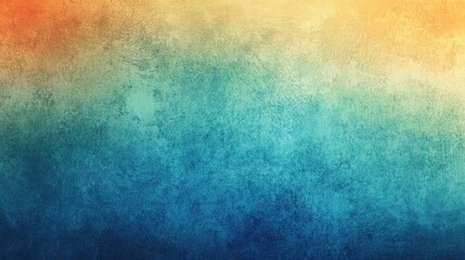 Fototapeta premium This artwork displays a colorful gradient transitioning from warm orange and yellow hues to cool blue shades. The textured surface creates a unique visual depth