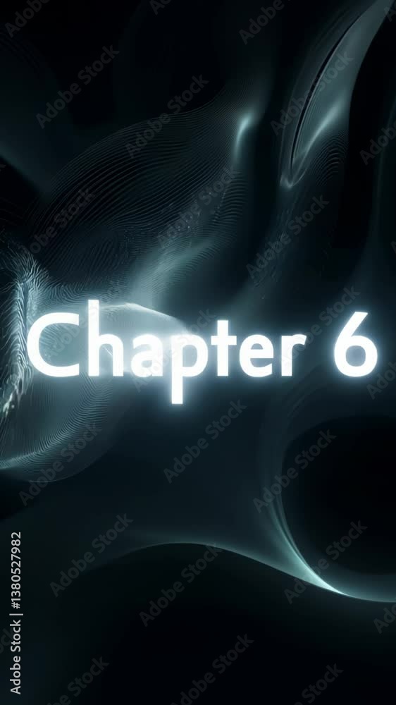 Poster the word chapter 6 is shown in white letters on a blue background. the letters are illuminated and a