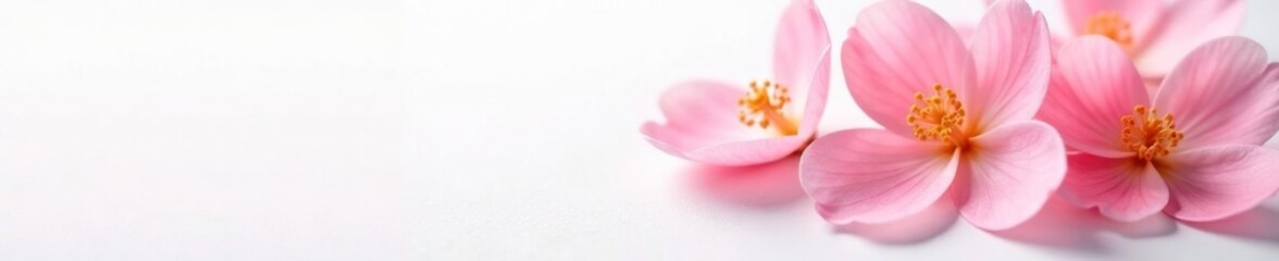 Delicate flower petals unfolding on a clean white background, flowers, delicate