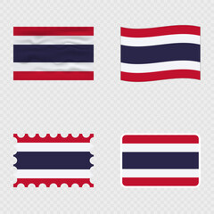 Thailand national flag in four different styles.
