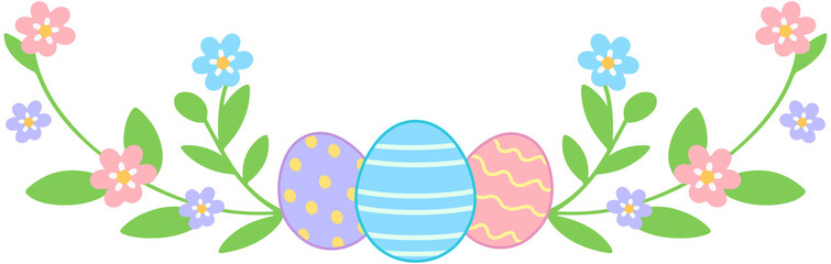 Easter Eggs Flowers Deco Border
