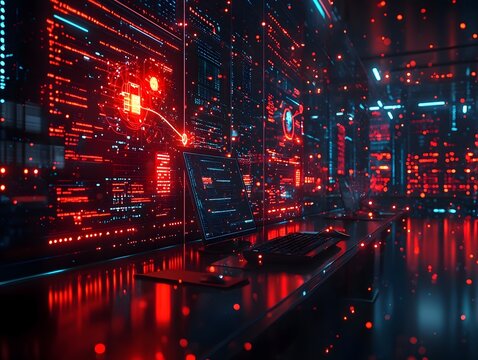 Futuristic digital city with interconnected data network