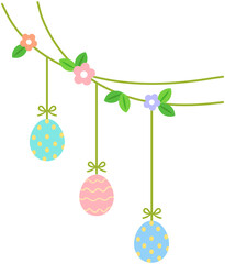 Floral Leaf Decorated Easter Egg Hanging
