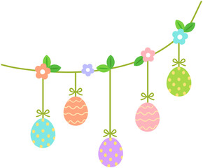 Floral Leaf Decorated Easter Egg Hanging
