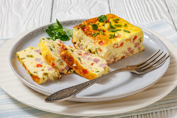 Baked Denver Omelette on a plate with fork