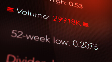Volume Supply in Investment App or Stock Market Interface - Negative Volume