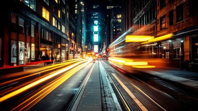 City Rush Light Trails in the Night