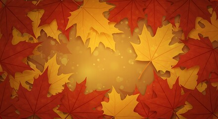 Obraz premium Autumn Glow Amber And Crimson Leaves AI Generated