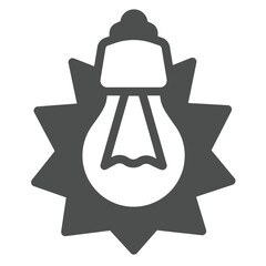 Bright light bulb solid icon, electrical service concept. Vector graphics. Shiny lightbulb lamp sign on white background, glyph style icon for mobile or web design.