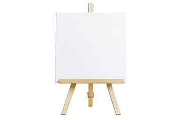 Blank Canvas on Miniature Wooden Easel, Isolated White Background