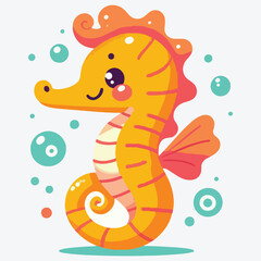 Cartoon seahorse. Pelagian. Vector illustration. stock illustration