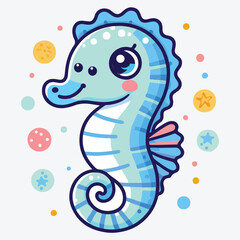 Cartoon seahorse. Pelagian. Vector illustration. stock illustration