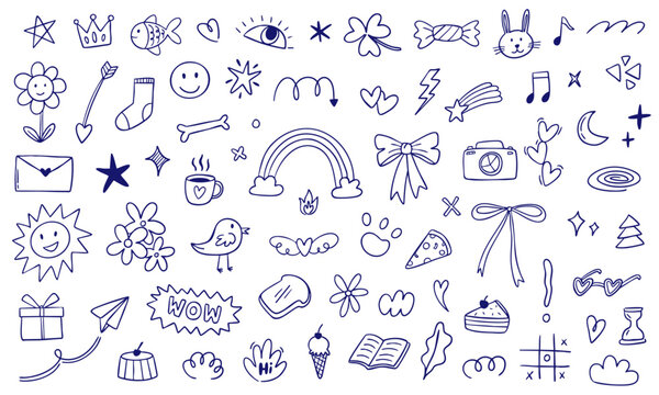 Naklejki mix shapes doodle illustration collection