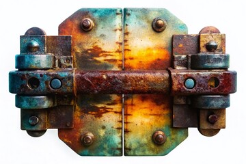 Rusty Hinge Double Exposure Stock Photo:  Household Metal Detail, Vintage Texture Overlay