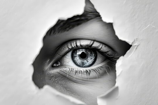 Old ripped torn blank grunge posters backgrounds creased crumpled paper backdrop surface placard empty space for text woman close-up eye.