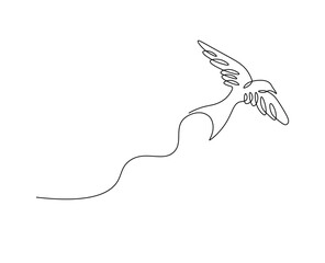 Obraz premium Swallow one continuous line isolated on white background. Bird vector illustration